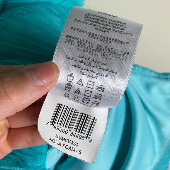 BCBGeneration Ruffle Dress - Aqua Foam (Size 8) - Picture 5 of 5